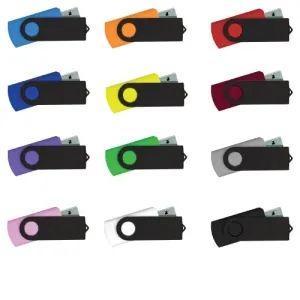 USB FLASH DRIVES WITH BLACK SWIVEL 8GB